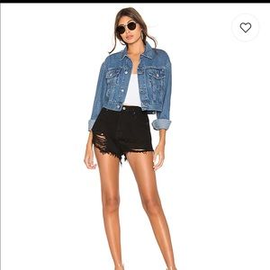 Revolve simi distressed denim shorts black NWT
